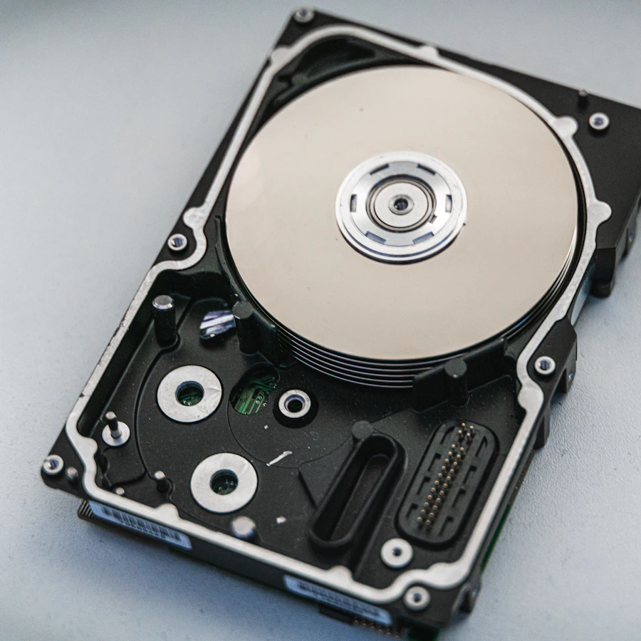 The inside of a hard drive
