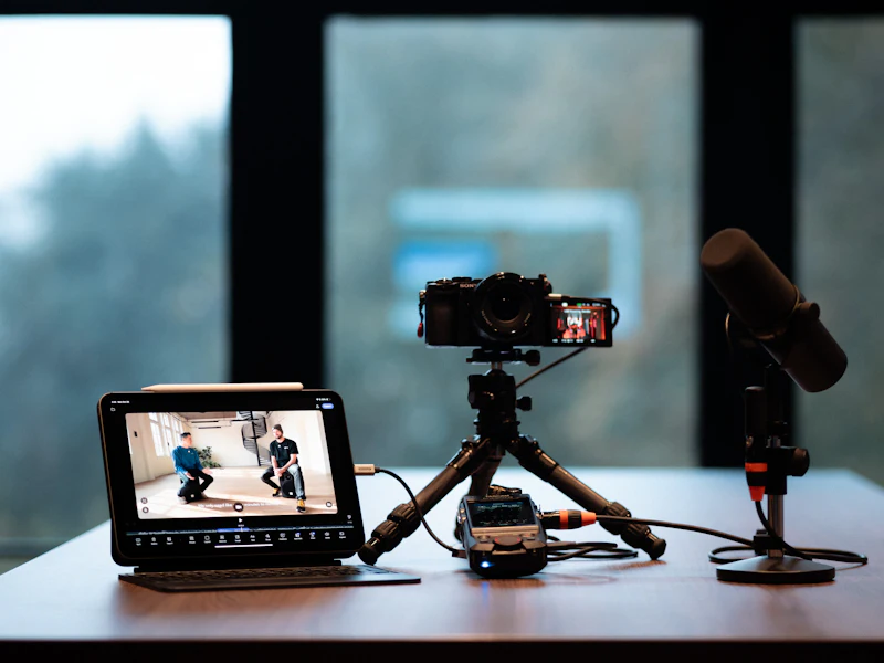 Camera and microphone set up for recording